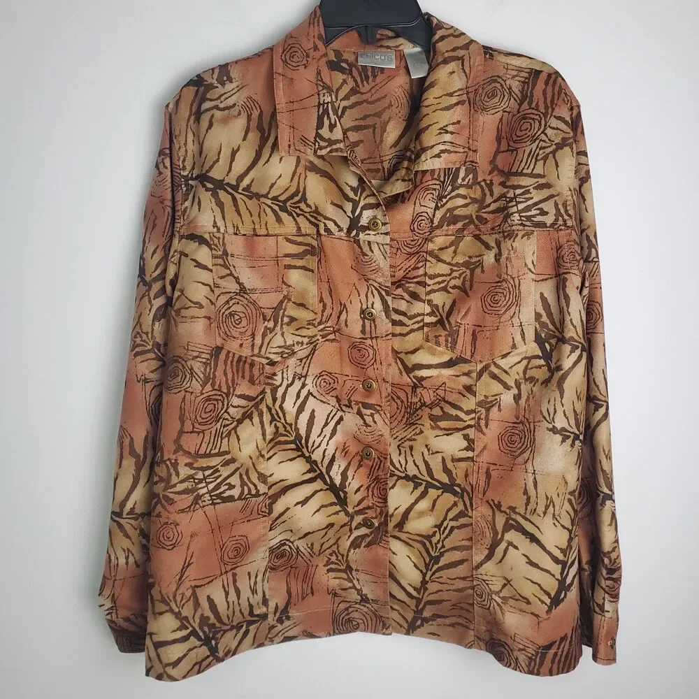 Chico's Abstract Printed Lightweight Jacket Size Large